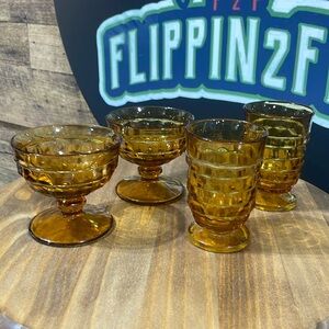 Set of 4 Vintage Amber Desert Sherbet Dishes